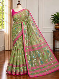 SABUJ BOU -Green muslin jamdani hand weaving