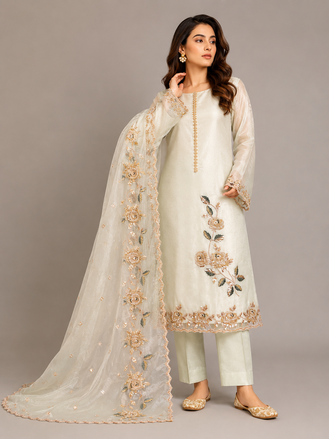 Moonlit Ivory-3 Piece Suit Set