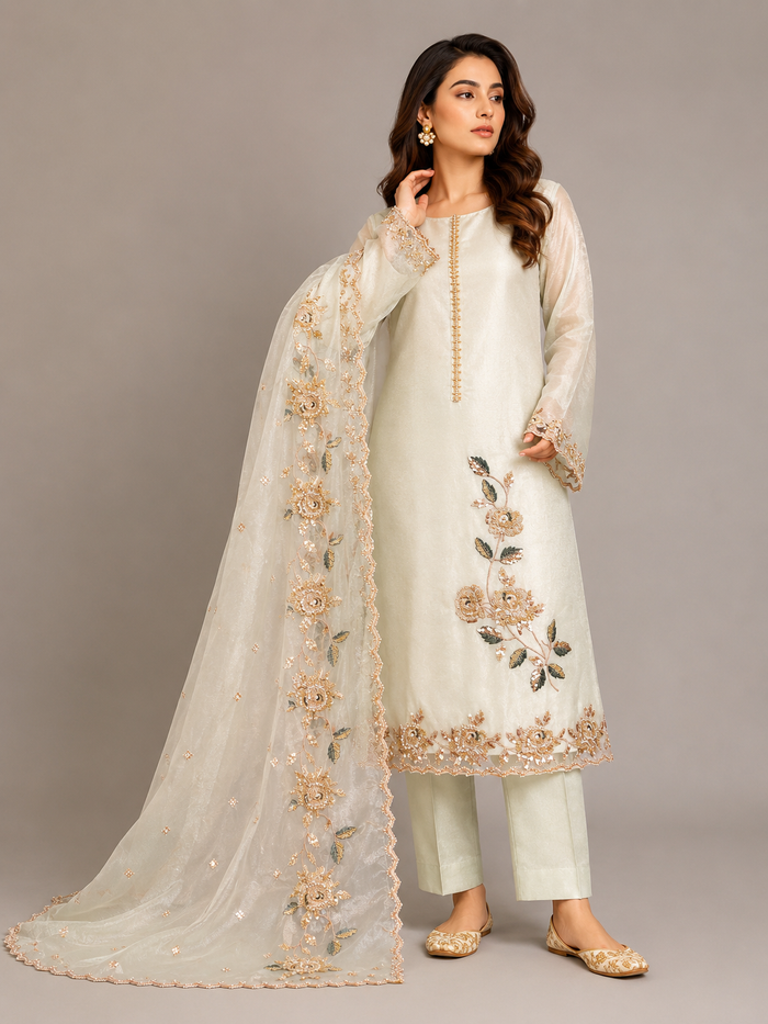 Moonlit Ivory-3 Piece Suit Set
