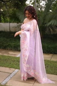 BLUSH AND BLOOM - Lilac purple` comes with blouse piece