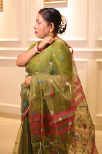 SABUJ BOU -Green muslin jamdani hand weaving