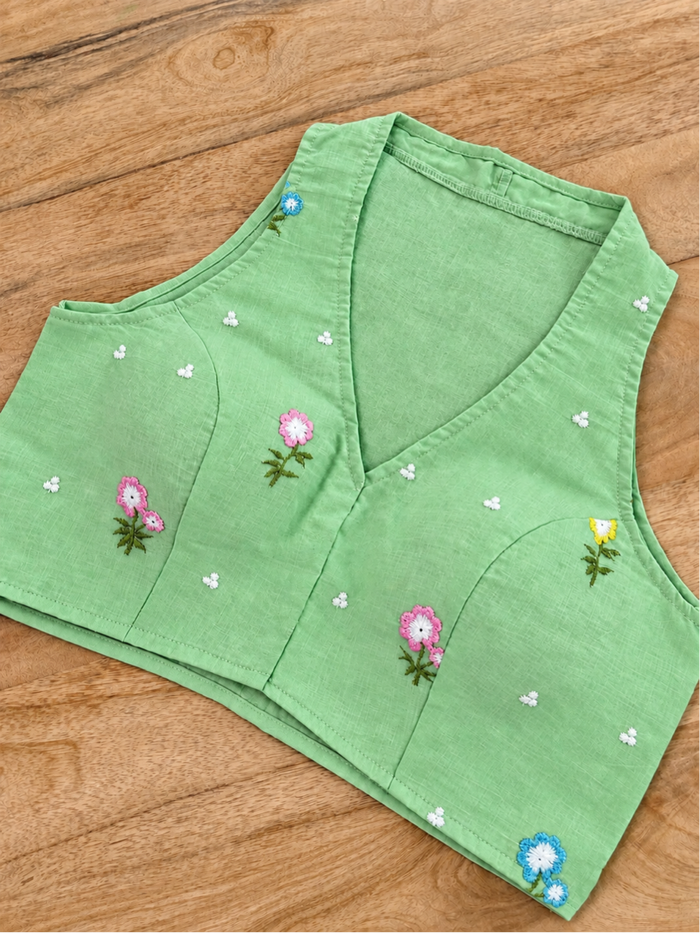 LIGHT GREEN COTTON BLOUSE