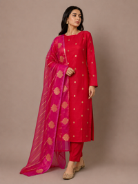 Red Weaves- 3 Piece Suit Set
