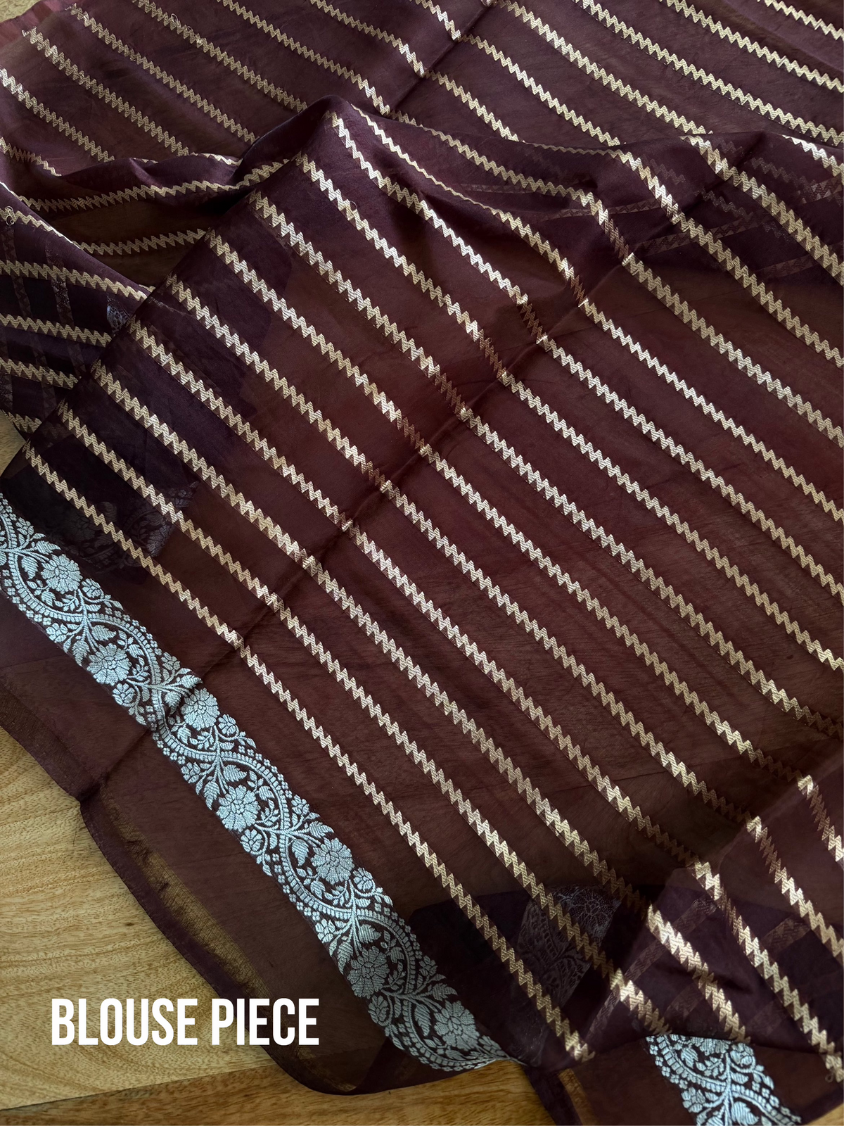 UMBER ZARI - Brown gold zari work comes with blouse piece