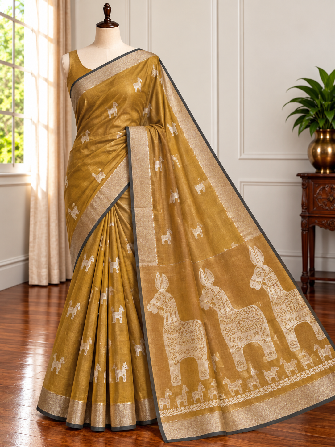 SONAR CHAYYA- Brown cotton silk saree with zari work comes with blouse piece.