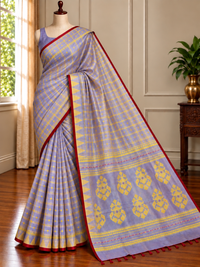 KOLKE PHOOL - Light purple muslin jamdani comes with blouse piece