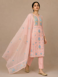 Meher Peach Kota Cotton-2 Piece Suit Set