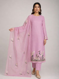 Pink Blush Crane- 3 Piece Suit Set