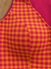 ORANGE AND RED CHECK COTTON BLOUSE