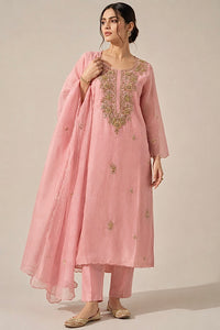 Orangish Mul Chanderi-3 Piece Suit Set