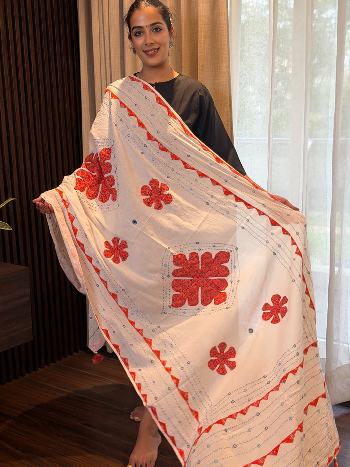 Whitish Orange- Patchwork Dupatta