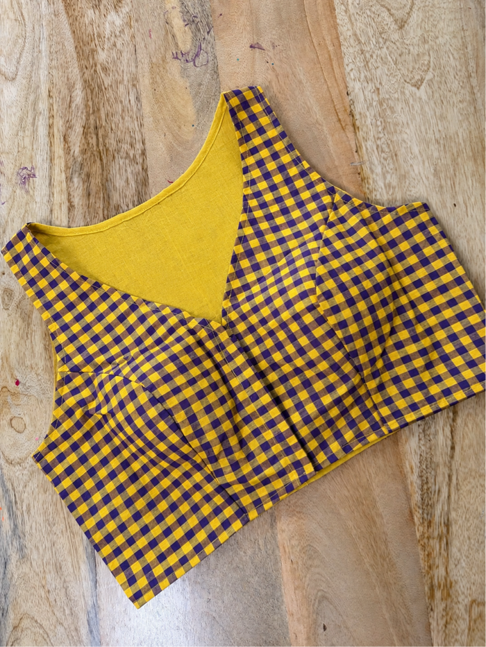 PURPLE YELLOW COTTON BLOUSE