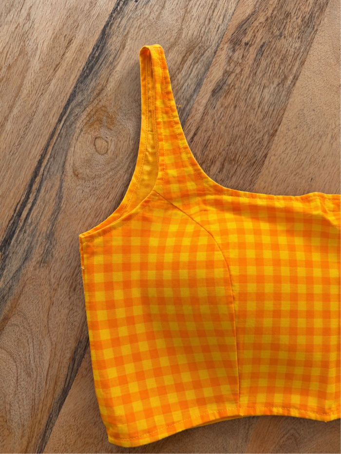 YELLOW CHECK COTTON BLOUSE