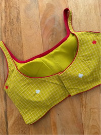 GREEN CHECK COTTON BLOUSE