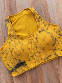YELLOW HAND PAINTED COTTON BLOUSE