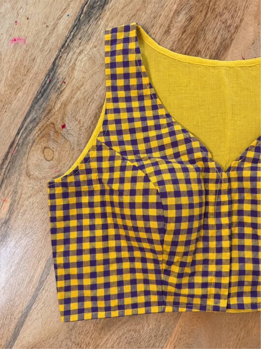 PURPLE YELLOW COTTON BLOUSE
