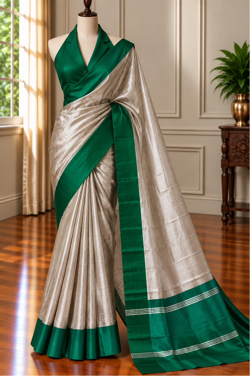 HARIYARA CHANDANI - Green and silver comes with blouse piece