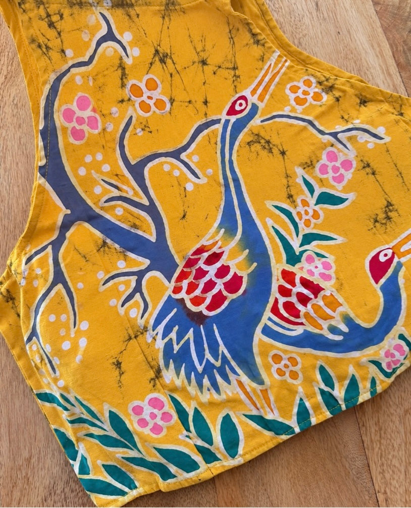 YELLOW HAND PAINTED COTTON BLOUSE