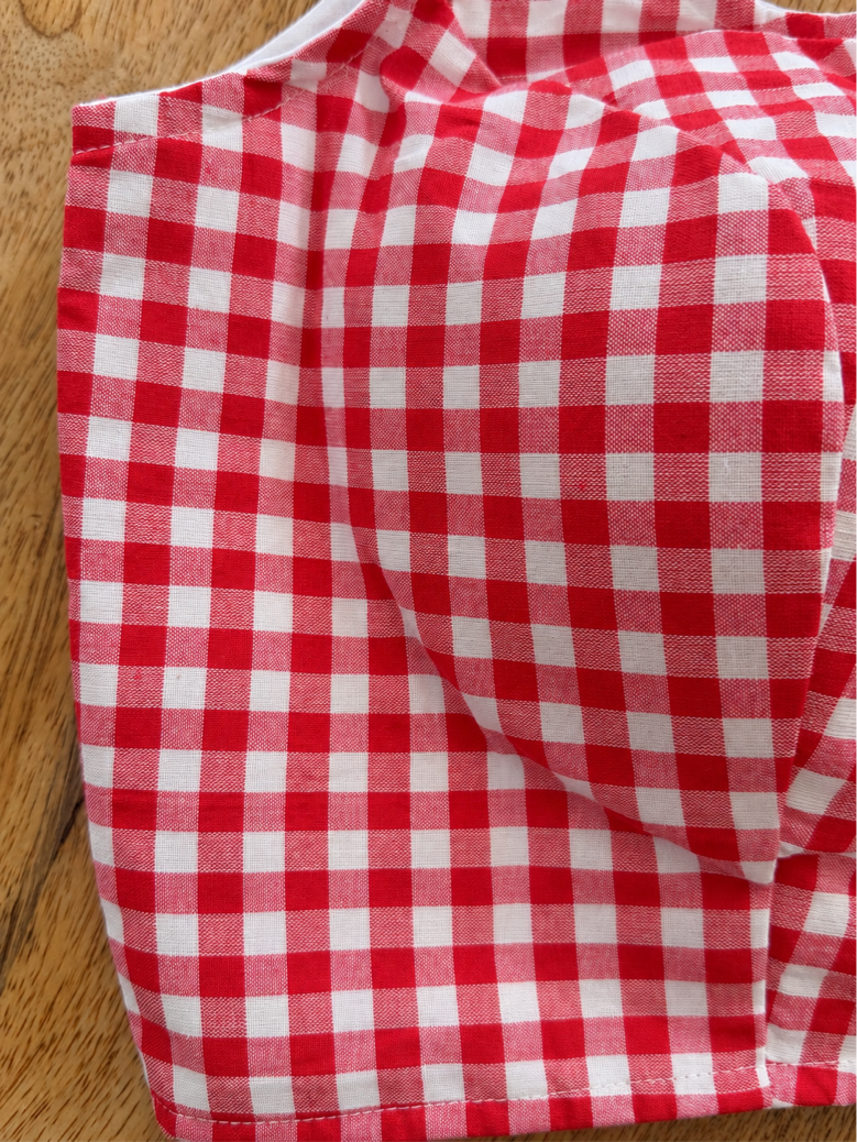 RED AND WHITE CHECK COTTON BLOUSE