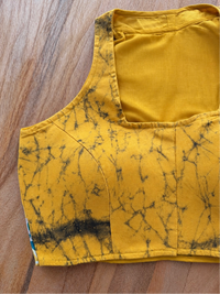 YELLOW HAND PAINTED COTTON BLOUSE