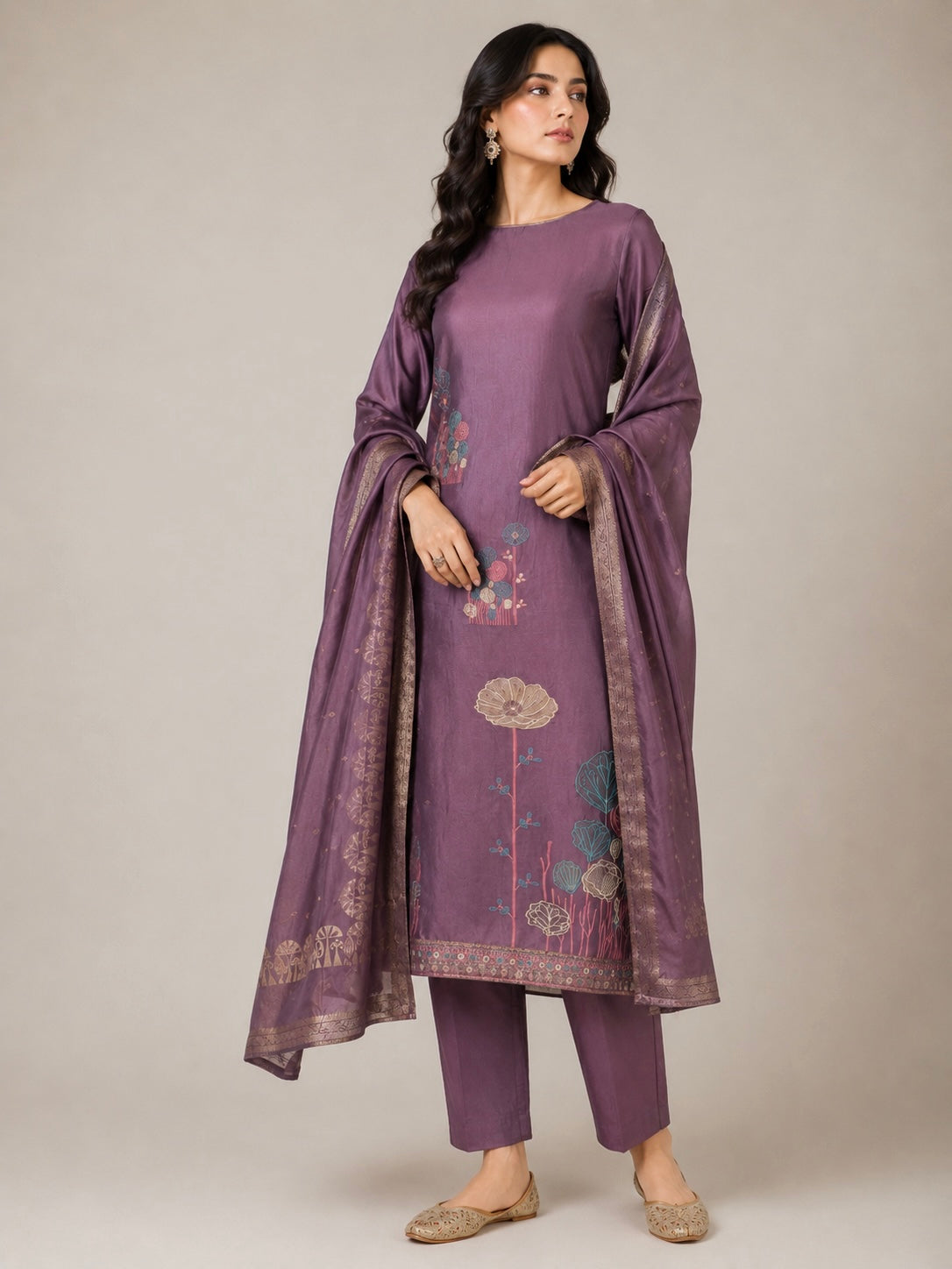 Mauve Garden-3 Piece Suit Set