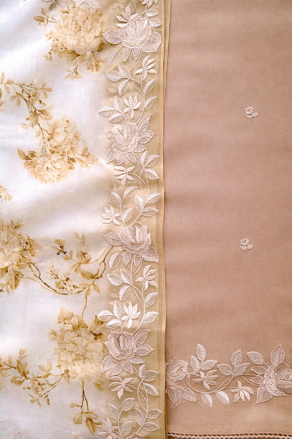 Soft Beige Floral- 3 Piece Suit Set