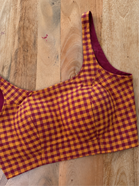 YELLOW MAROON COTTON BLOUSE