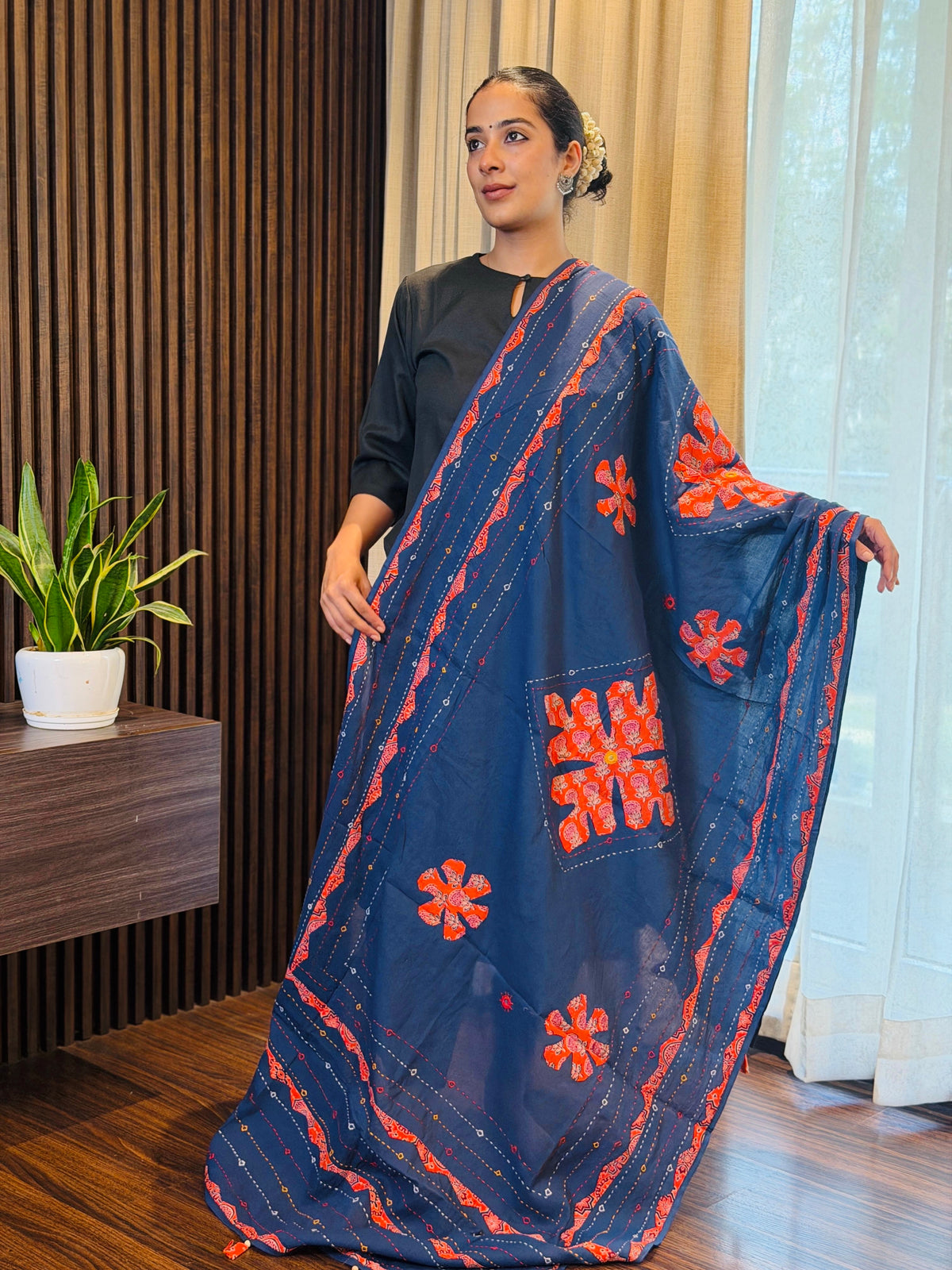 Bluish-Patchwork Dupatta