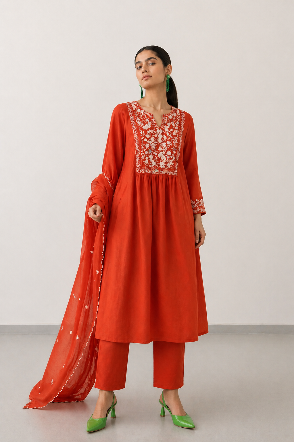 Orange Aura-3 Piece Suit Set