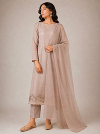 Beige Kota Silk-3 Peice Suit Set