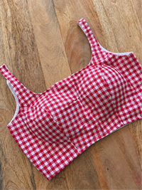 RED AND WHITE CHECK COTTON BLOUSE
