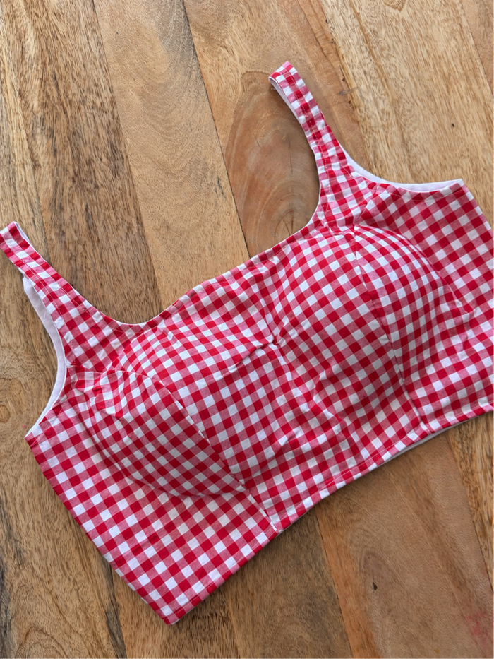 RED AND WHITE CHECK COTTON BLOUSE
