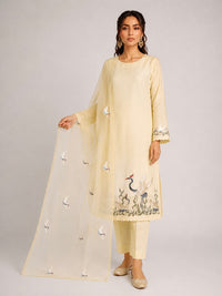 Yellow Blush Crane- 3 Piece Suit Set