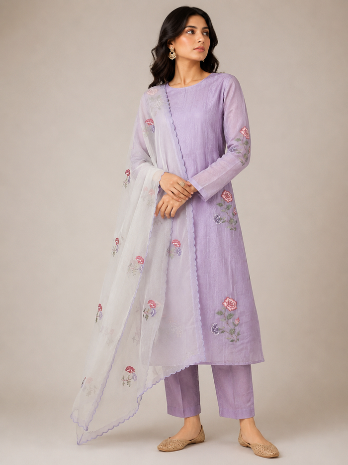 Lilac Garden Cross Stitch-3 Piece Suit Set