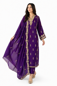 Purple Gold-3 Piece Suit Set