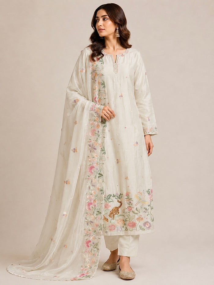 Cream On White-3 Piece Suit Set