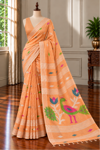 PEACH SOFT COTTON- Comes with blouse piece