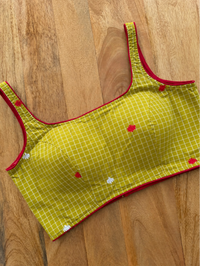 GREEN CHECK COTTON BLOUSE