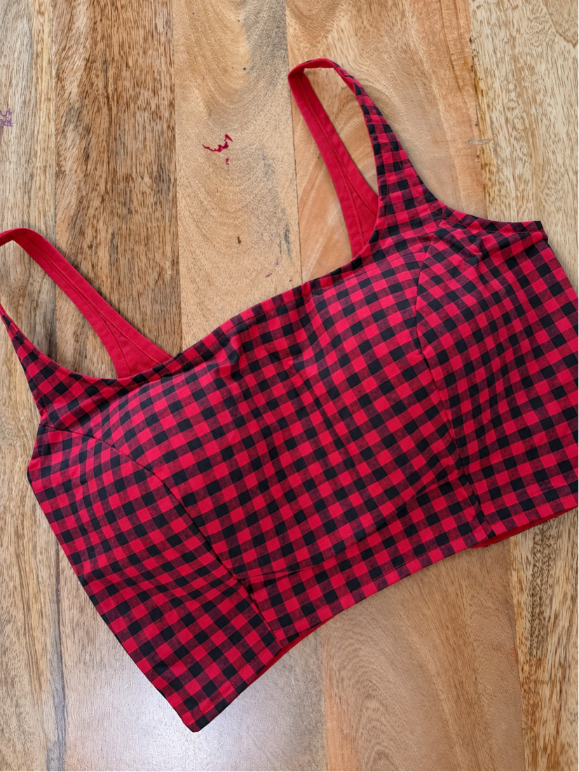RED BLACK COTTON BLOUSE