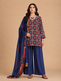 Abhira Blue Patchework-3 Piece Suit Set