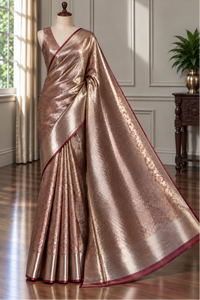 LAAL ZARI- Red and gold comes with blouse piece