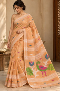 PEACH SOFT COTTON- Comes with blouse piece