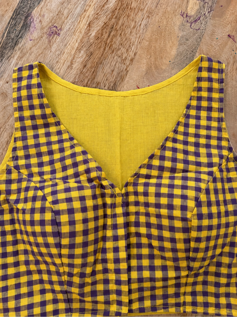 PURPLE YELLOW COTTON BLOUSE