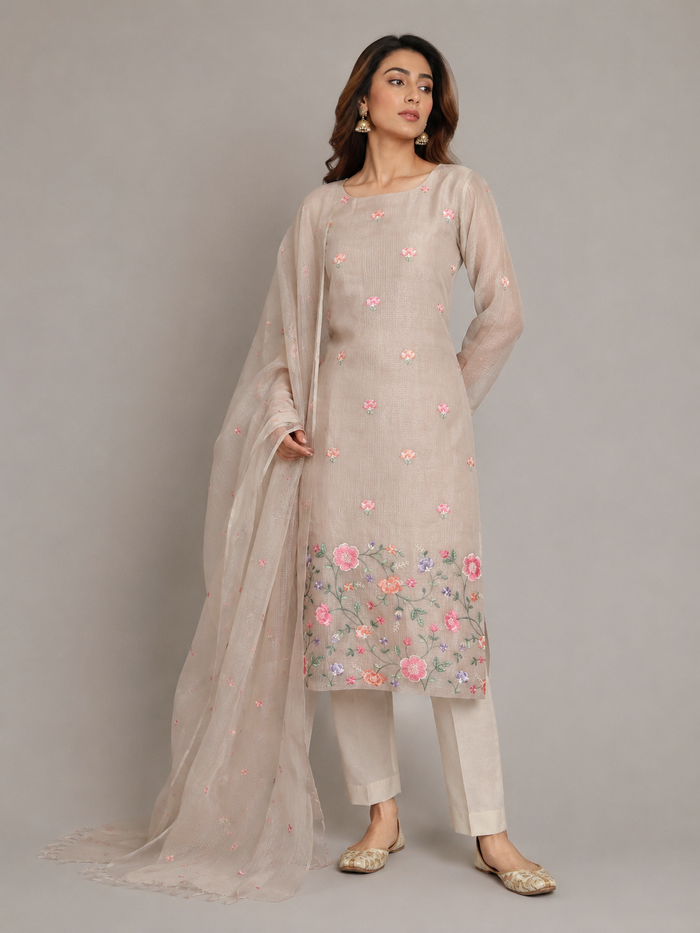 Nude Blossom-3 Piece Suit Set