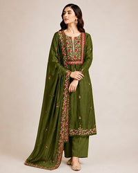 Olive French Knot- 3 Piece Suit