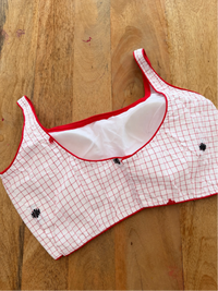 WHITE AND RED CHECK BLOUSE