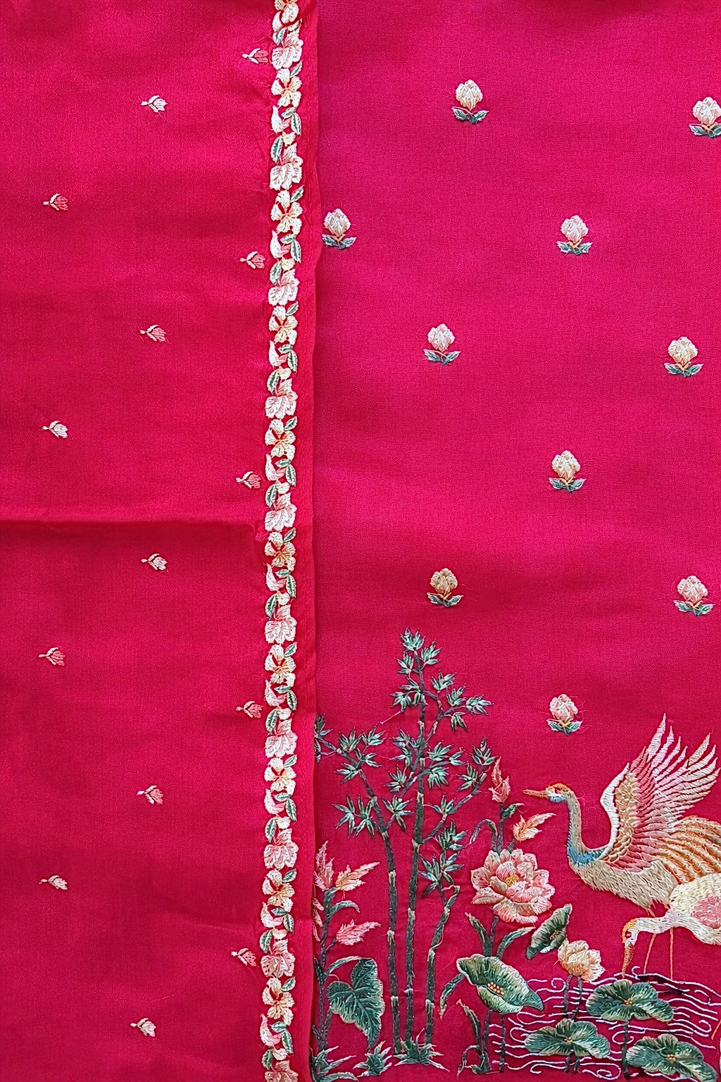 Cherry Red Crane- 3 Piece Suit Set
