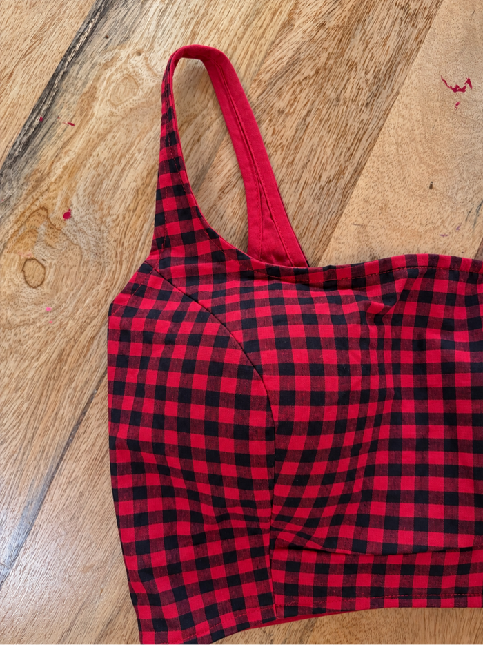 RED BLACK COTTON BLOUSE