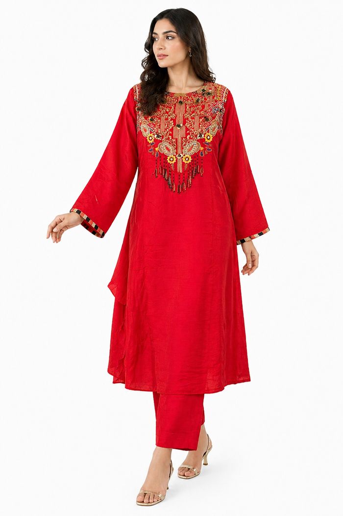 Red Roman-3 Piece Suit Set