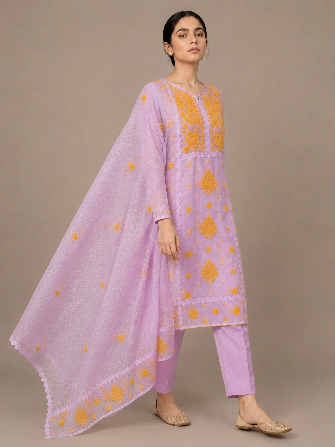 Meher Pink Cotton Kota-2 Piece Suit Set